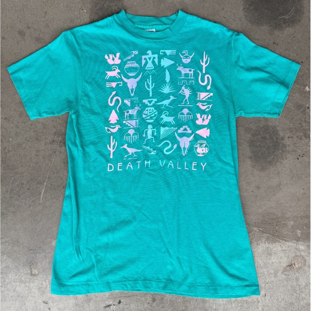 VTG Men's Sz Medium Hanes Beefy T Teal T Shirt Single Stitch DEATH VALLEY